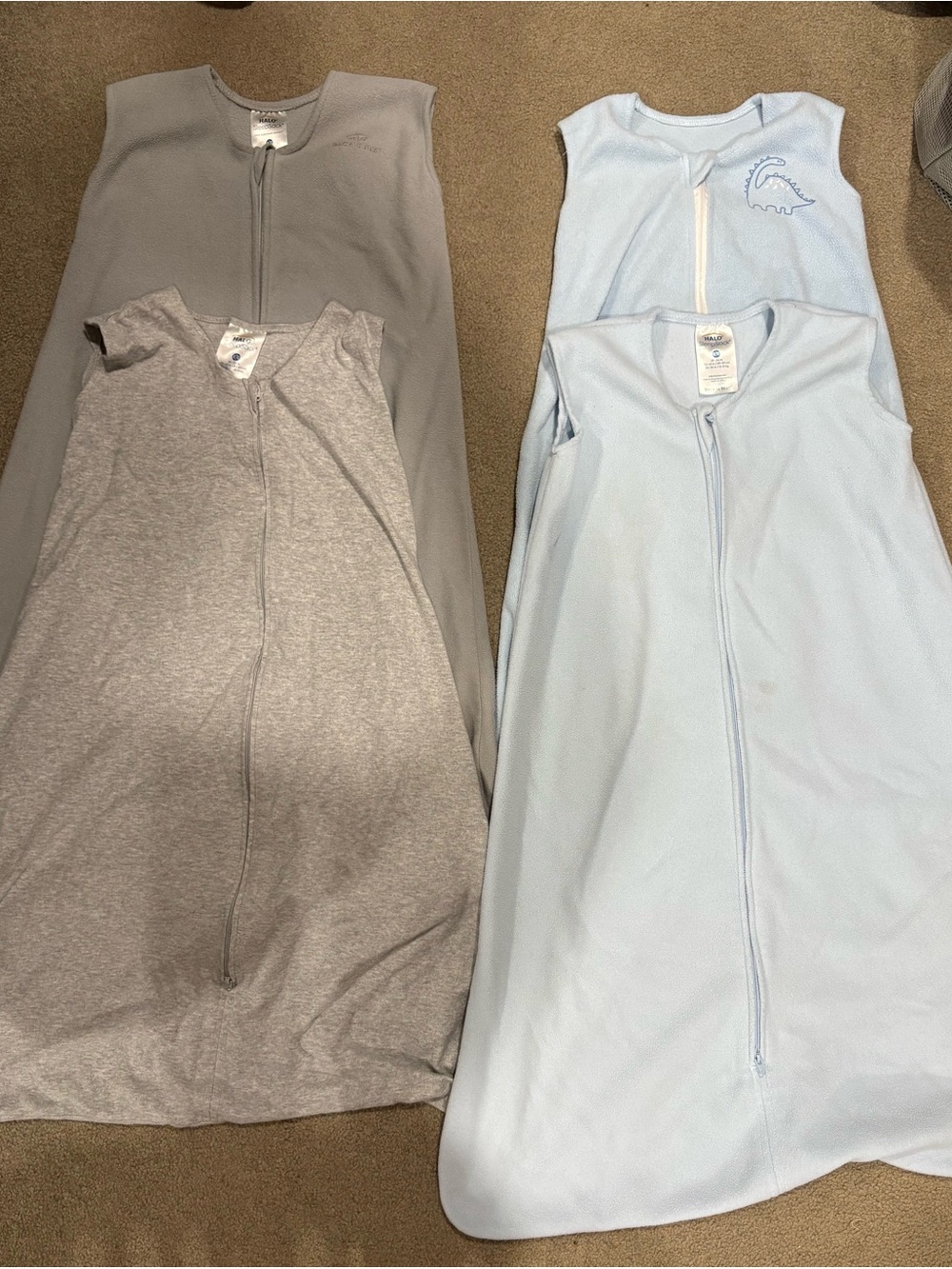 Halo Baby Sleep Sacks in Light Blue and Light Gray